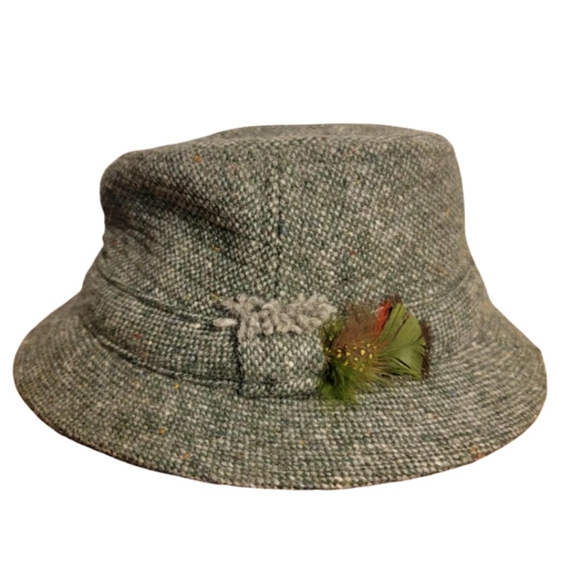 Hanna Hats Wool Walking Hat Tweed Green Fleck Salt & Pepper Men's Size Large - Picture 1 of 6